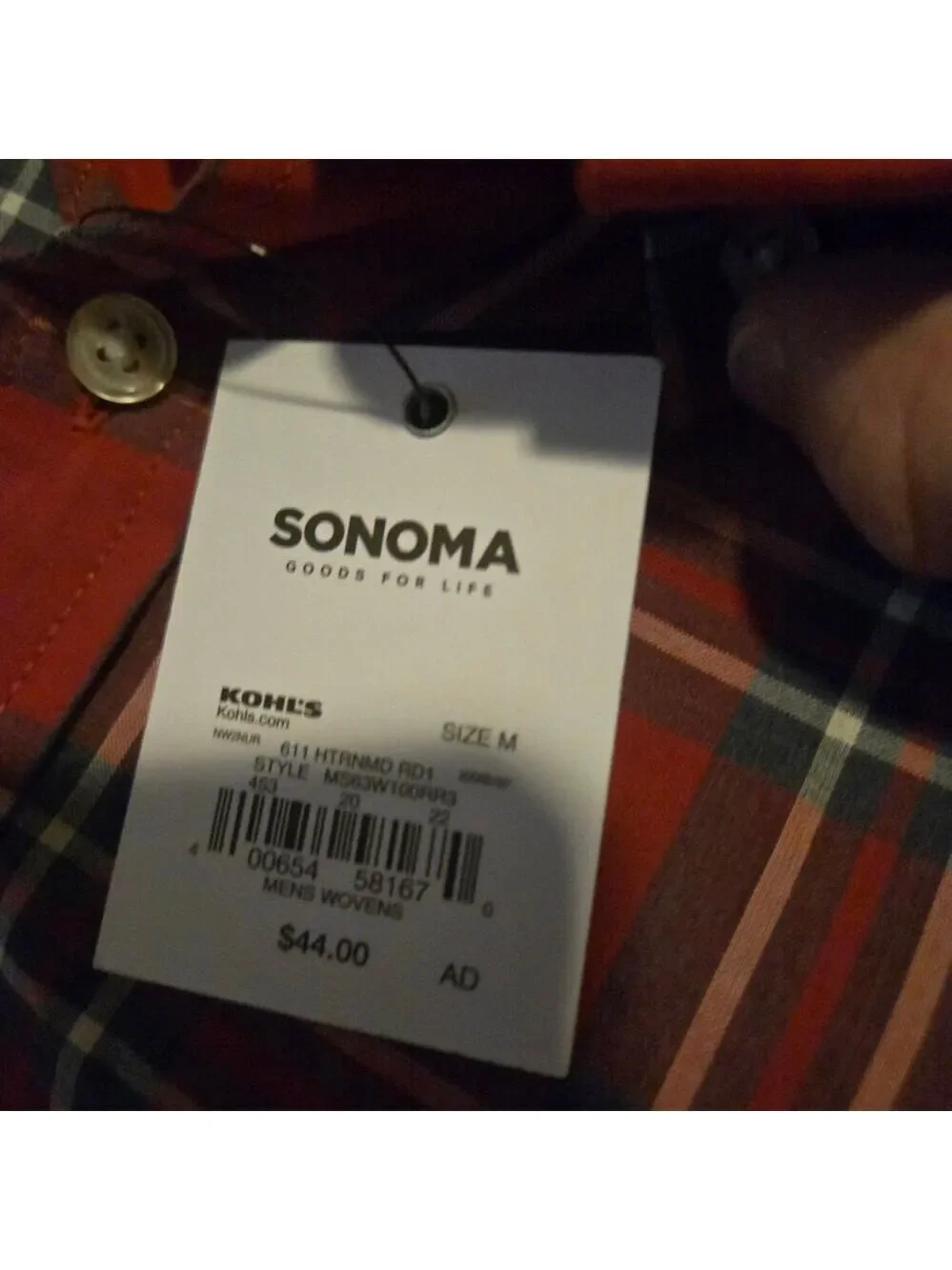 Sonoma Goods For Life Modern Fit Plaid Button Down Shirt NWT Men's Medium